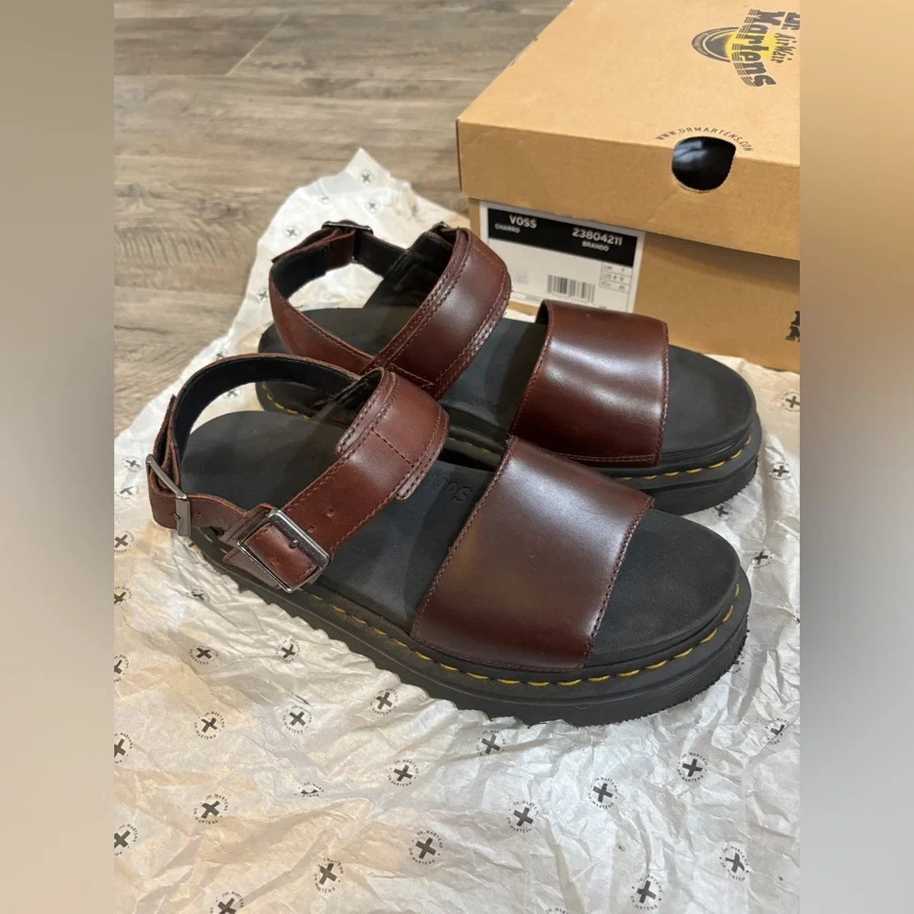 Dr. Martens Voss Women’s Sandals Charro Brando Leather Burgundy Brown Size US 9 - Picture 5 of 9